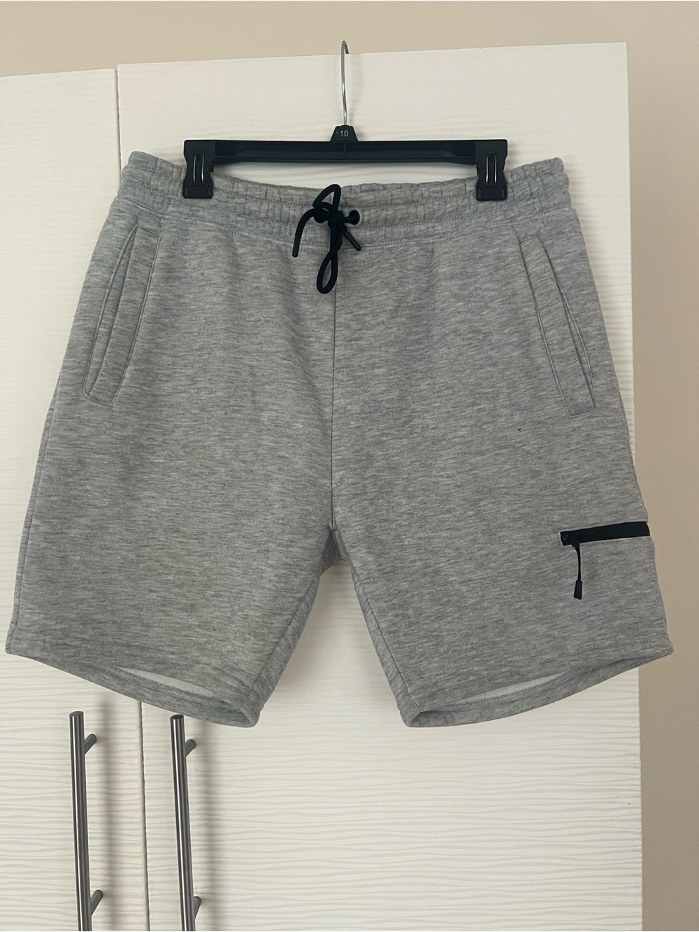 Men's Grey Athletic Drawstring Shorts with Zip Pocket